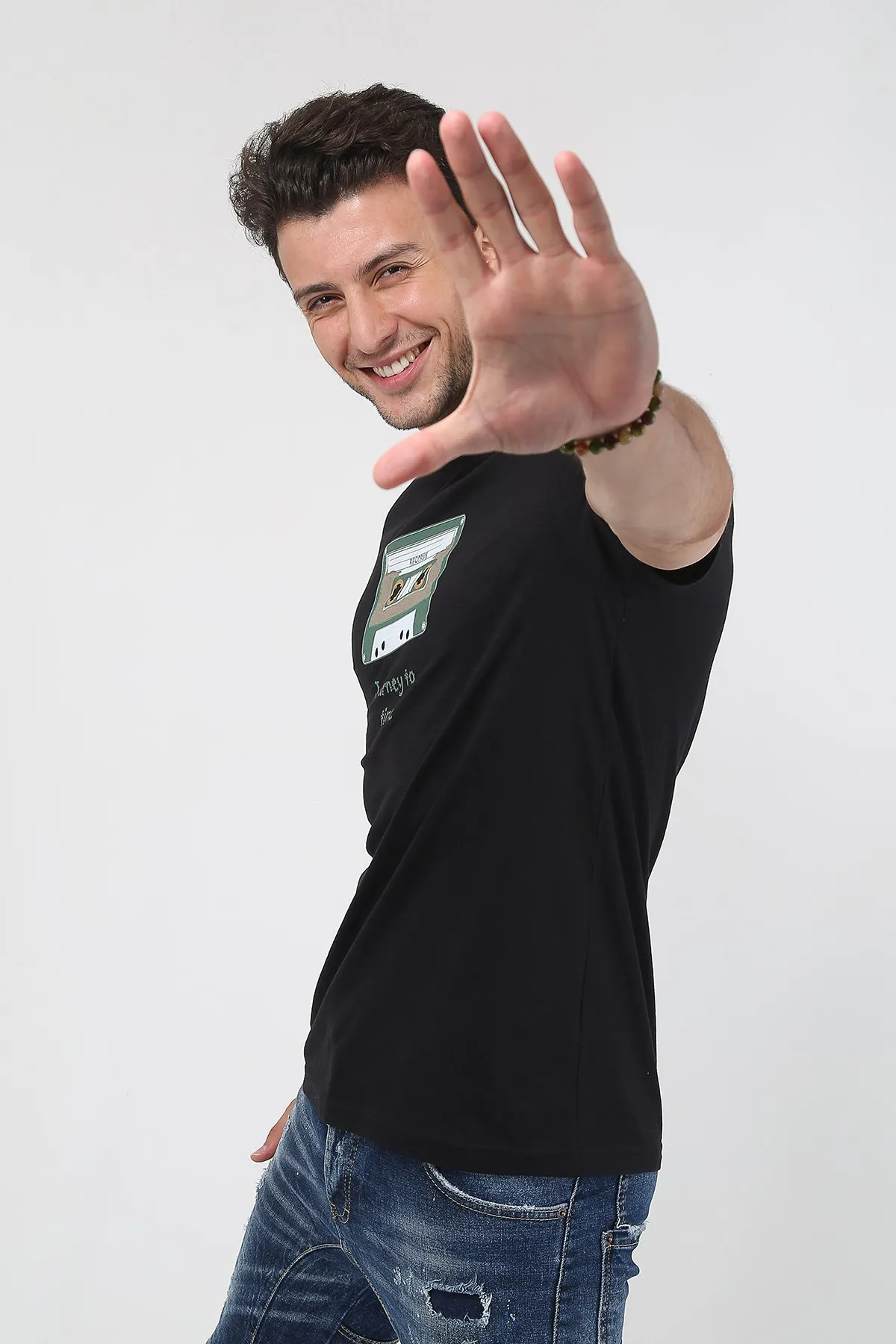 

Men's Printed Trend T-Shirt 20K-3400625-1 Black