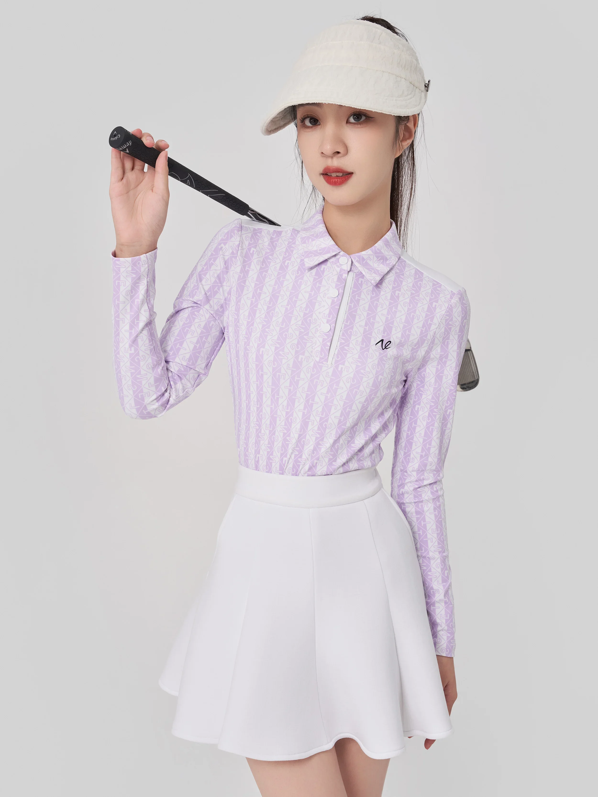 

Women's Golf High-end Autumn and Winter Top Long Sleeved Sports Fashion Printed Temperament Short Skirt Set