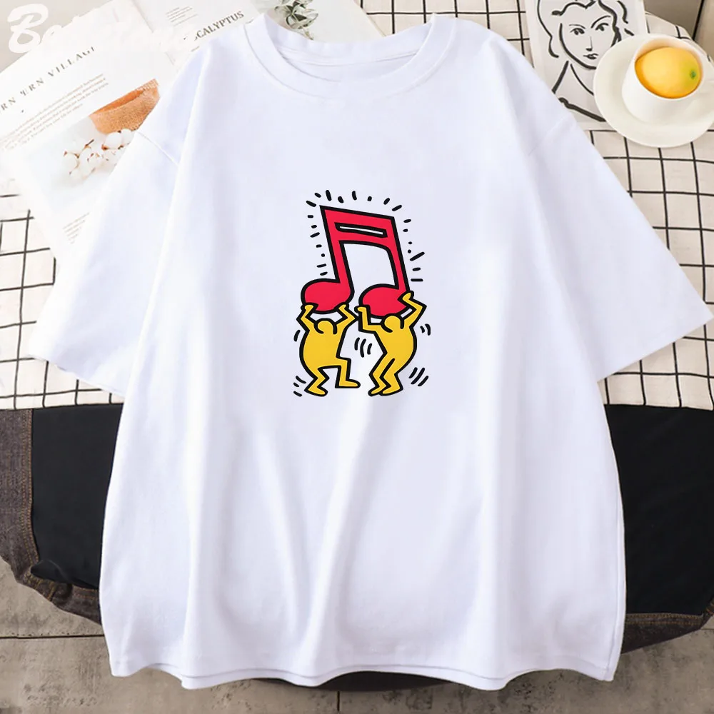 

Anime K-keith H-haring Funko Pop T-shirts Cute Manga Men/women Tshirt Kawaii Comic 100% Cotton Tee Cartoon Casual T Shirts Tops