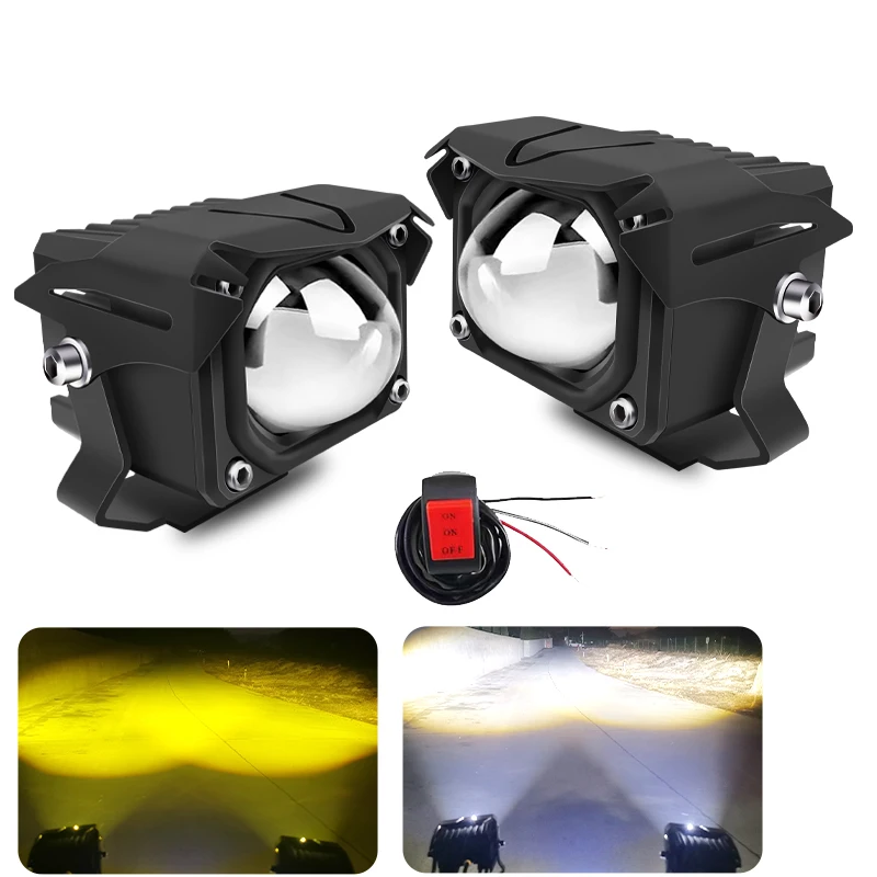 Мини-светодиодная Фара Для Мотоцикла Двухцветная Линза Проектора
