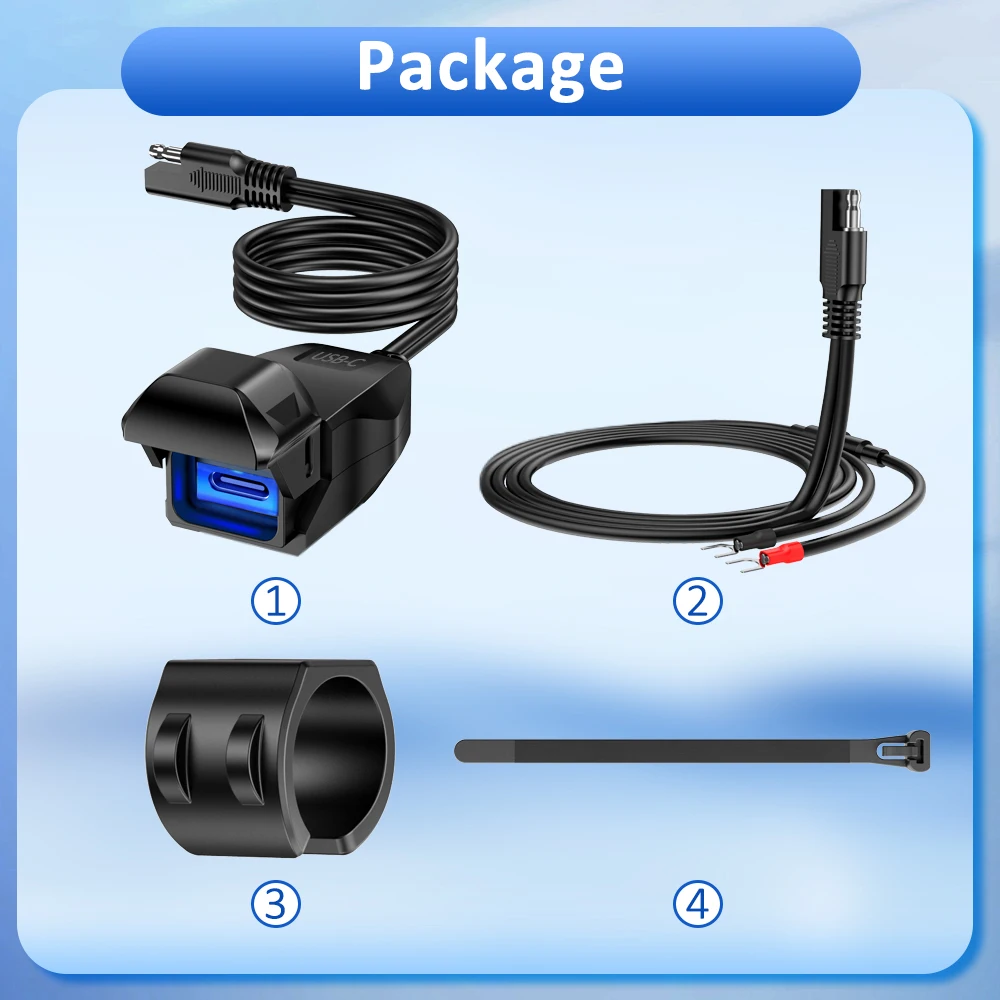 Водонепроницаемое зарядное устройство с двумя USB-портами 12 В