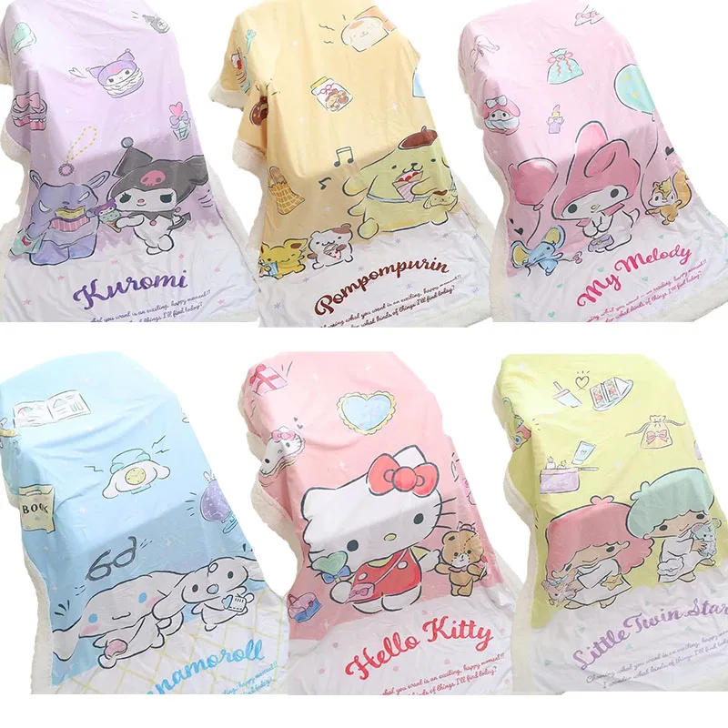 

Милые аниме Sanrios Kuromi My Melody Kittys Purin Dog Cinnamoroll милые Мультяшные офисные студенческие одеяла детские одеяла