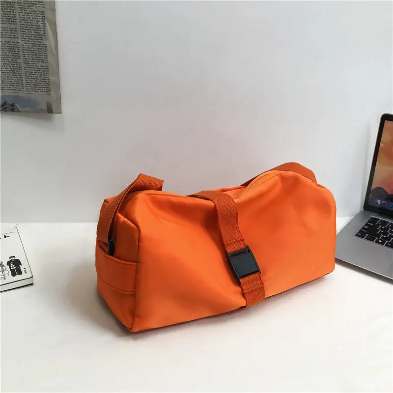 

Fashion Young Girls Fitness Shoulder Messenger Bags Orange Women Casual Large-capacity Sport-style Travel Bag Black Zipper Pouch