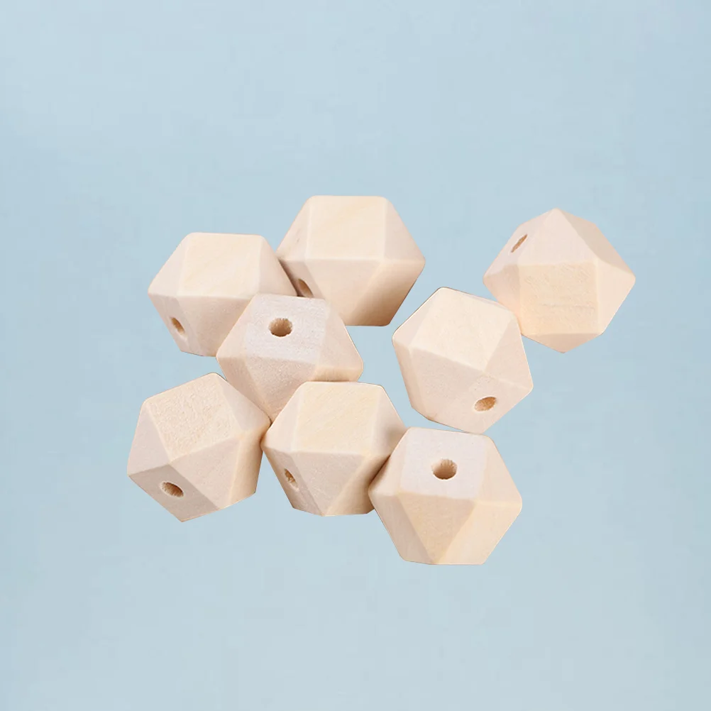 

100pcs Unfinished Natural Color Wooden Beads Octagonal DIY Spacer Beads Findings Charms for Craft Project Jewelry Making