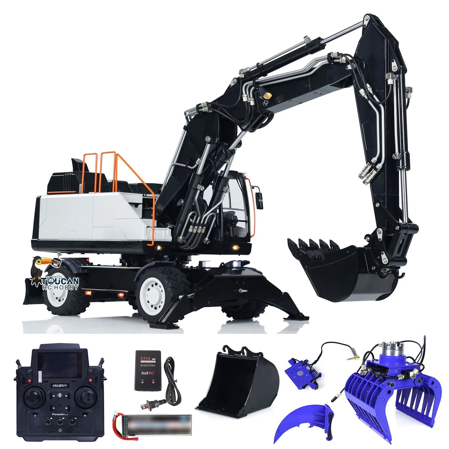 EC380 1/14 RC гидравлический экскаватор RTR на колесах с тремя рычагами дистанционным