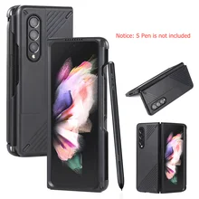 Frame Build in S Pen Slot Case for Samsung Galaxy Z Fold 3 5G Shockproof Hard Plastic Phone Cover With Pen Holder