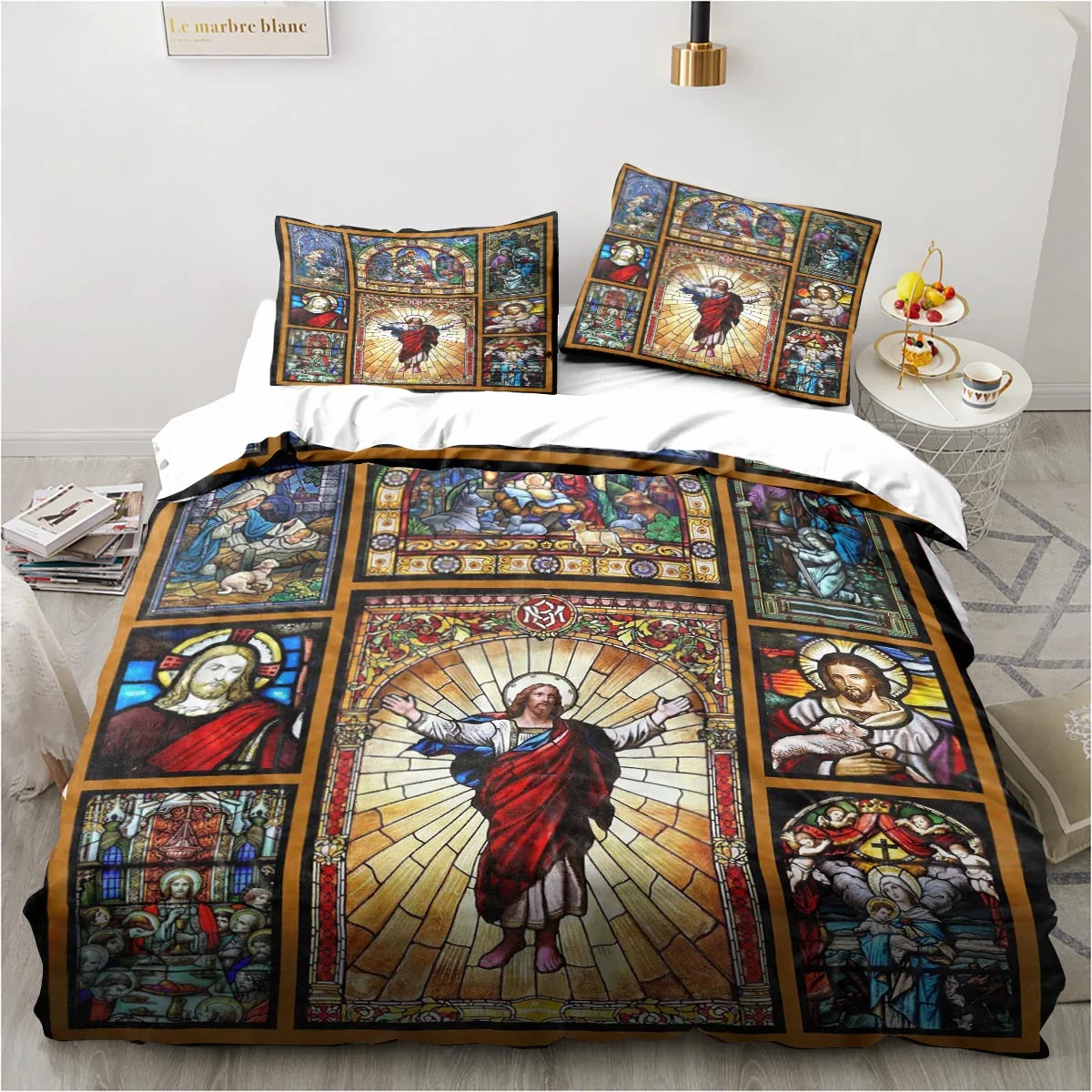 

Комплект постельного белья с изображением Иисуса Христа, церкви и Марии