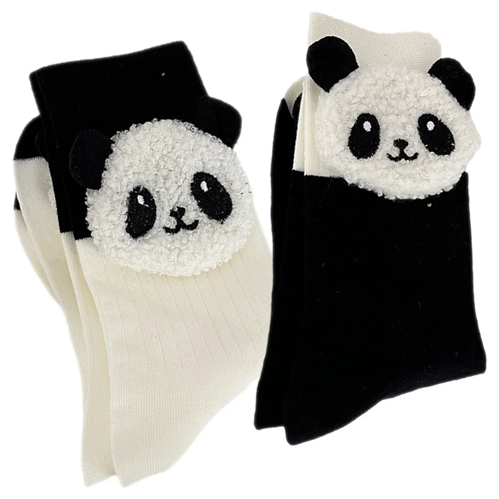 

2 Pairs Womens Socks Panda Running Short Trendy Spring Cotton Stuff Women's Pattern
