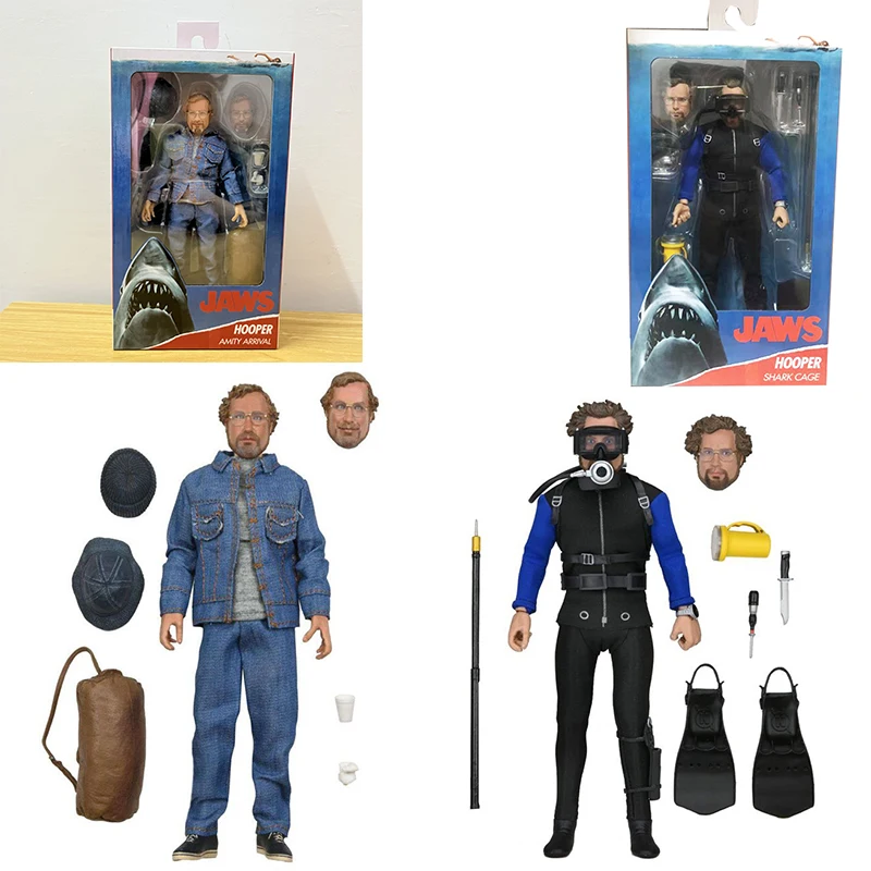 

Original NECA Jaws Hooper Shark Cage Matt Figure Clothed Toony Terrors Jaws and Quint Action Figures Shark Model Toys Gift