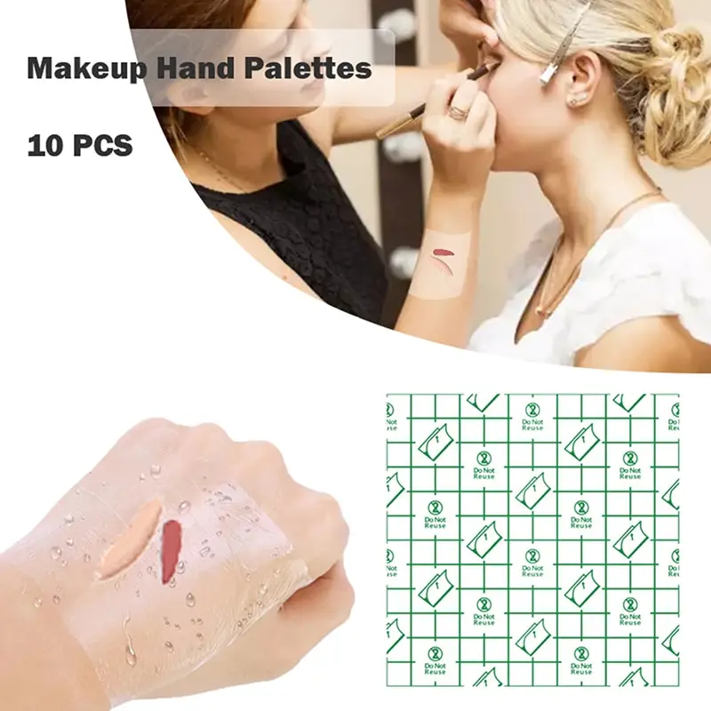 

10Pcs 6cm/8cm Disposable PU Membrane Waterproof Makeup Hand Palettes Adhesive Cosmetic Makeup Palettes DIY Grafting Tool