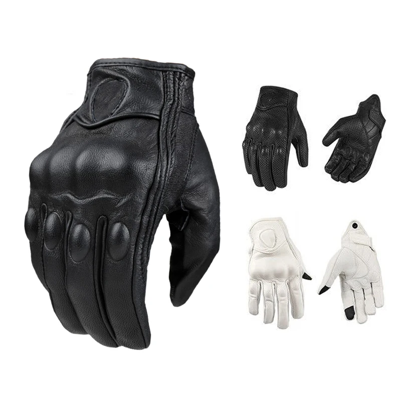 

Мотоциклетные перчатки для мужчин и женщин, перчатки из натуральной козьей кожи в стиле ретро, с сенсорным экраном, для езды на велосипеде, MX...
