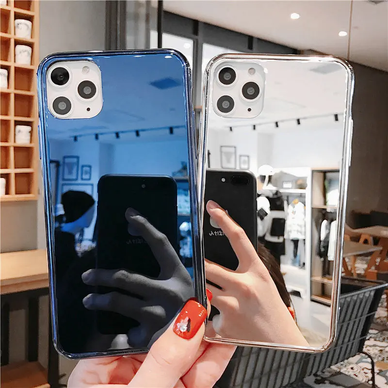 

Electroplating Mirror Phone Case for iPhone 11 12 13 14 Pro Max Mini X XS Max XR 7 8 Plus SE2 Shockproof Full Protection Cover