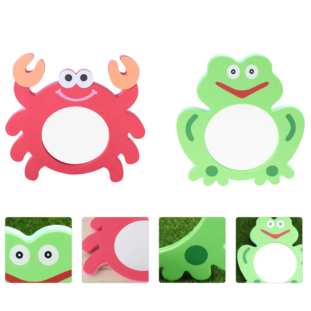

2 Pcs Eva Cartoon Mirror Bath Toy Small Shower Toys Game Frog Baby Bathtub Water Floating Child
