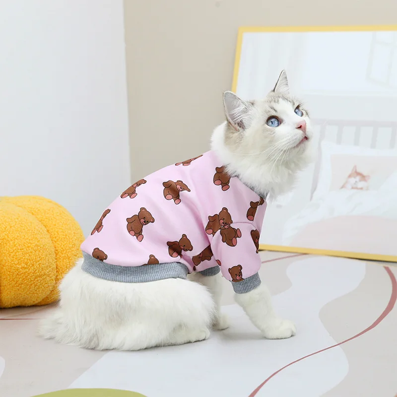 

Летняя футболка ZOOPEEN с милым рисунком медведя и котенка, модная Повседневная Удобная Домашняя футболка для кошек и собак, украшение одежды