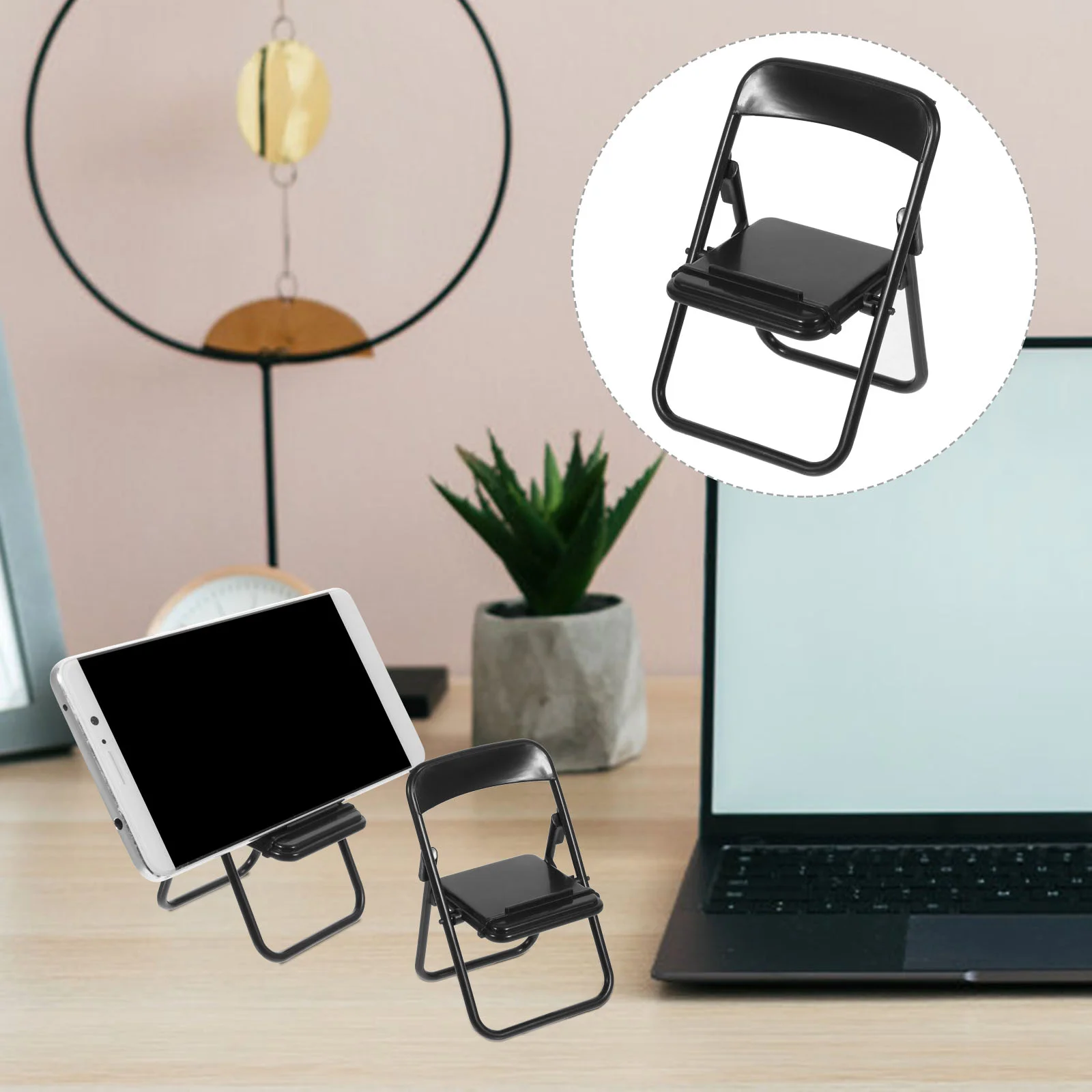 

12 Pcs Folding Chair Mini House Ornament Layout Black Desk Accessories Miniature Model Furniture Tablet Stand Chairs Wedding