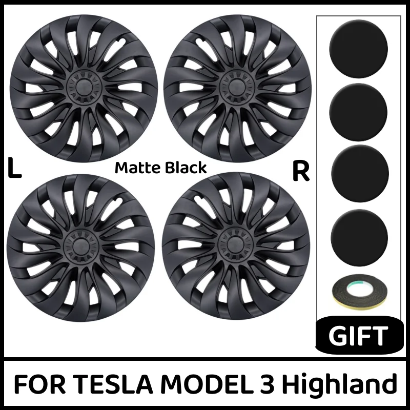 

4 шт., 18-дюймовые колпаки на колеса для Tesla Model 3 Highland 2024, сменные колпаки на ступицу, полная крышка обода, аксессуары