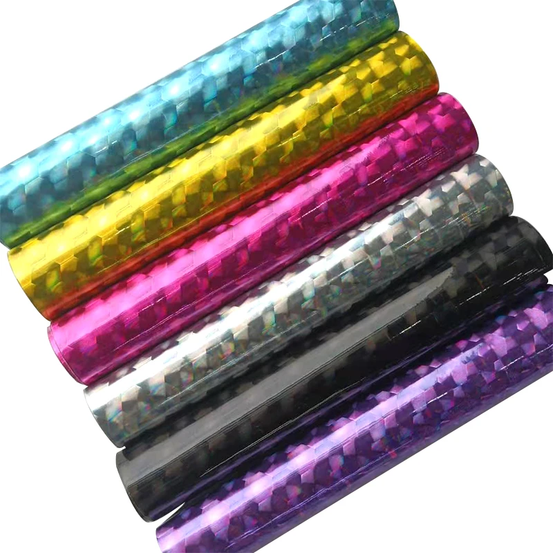 

Shining Star Pattern Holographic Faux Leather Sheets PU Vinyl Soft Plastic Film Fabric for DIY Handbags Making Craft 20/50*120cm