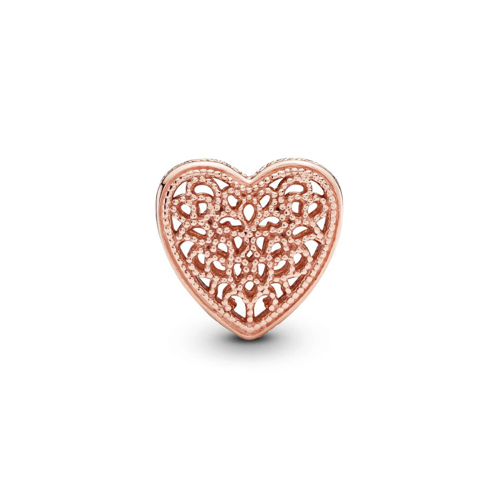 Pandora-Perles breloques coeur Filig123, perles artisanales pour bracelet, bricolage exécutif pour les amoureux et les amis, cadeaux d'anniversaire pour exprimer l'amour