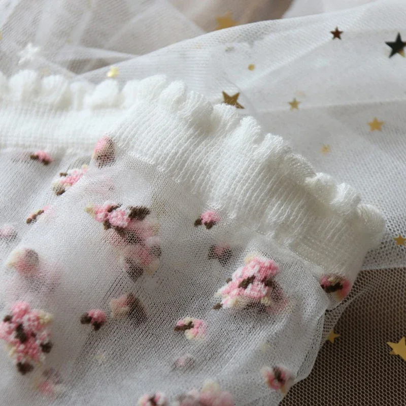 Летние женские прозрачные кружевные носки дышащие ультратонкие шелковые с