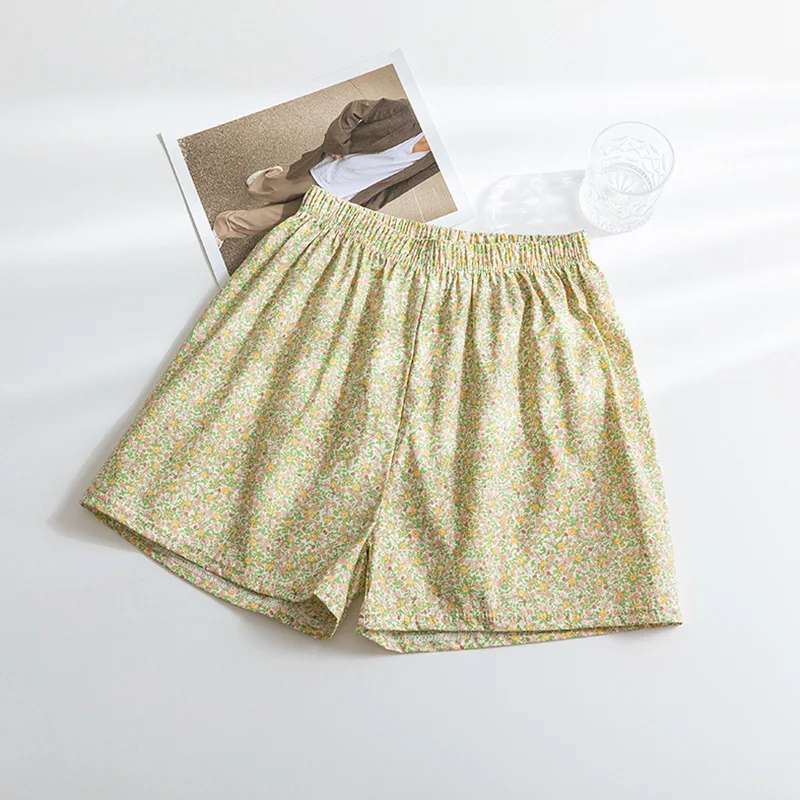 2023 Summer Plaid Beach Shorts Women Home Plaid Floral Shorts Sports High Waist Wide Leg Pants Loose Casual Pajama Pants Women