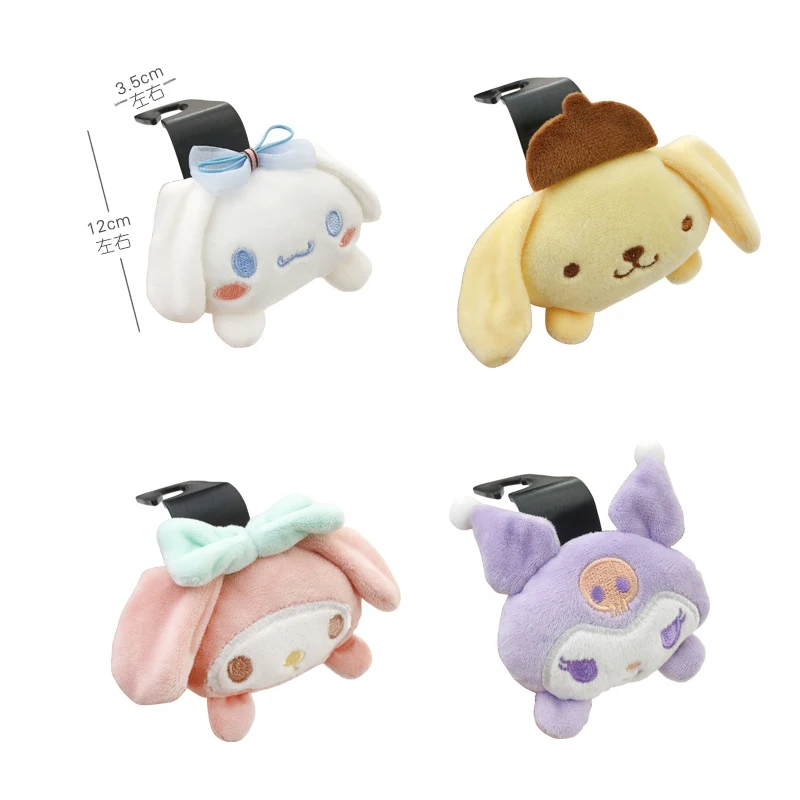 

New Sanrio My Melody Kuromi Cinnamoroll Onpompurin Kawaii Cars Hook Multifunctional Small Doll Car Hooks Interior Accessories