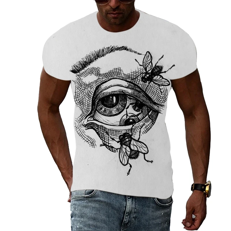 

New Fashion Cool Style Compass graphic t shirts men Summer Trend Casual 3D Print White T-shirt Handsome Personality tshirt Top