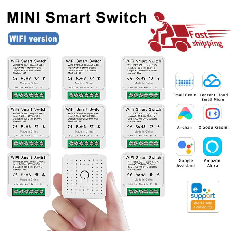 

Умный мини-переключатель eWeLink 16 А с поддержкой Wi-Fi и таймером