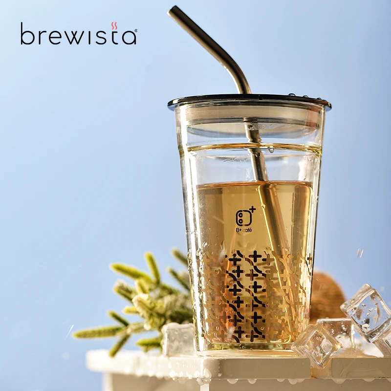 

Brewista Mugs Drinkware Type Double Wall Glass Tumbler with Straw Coffee Cup High Temperature Glass Cup