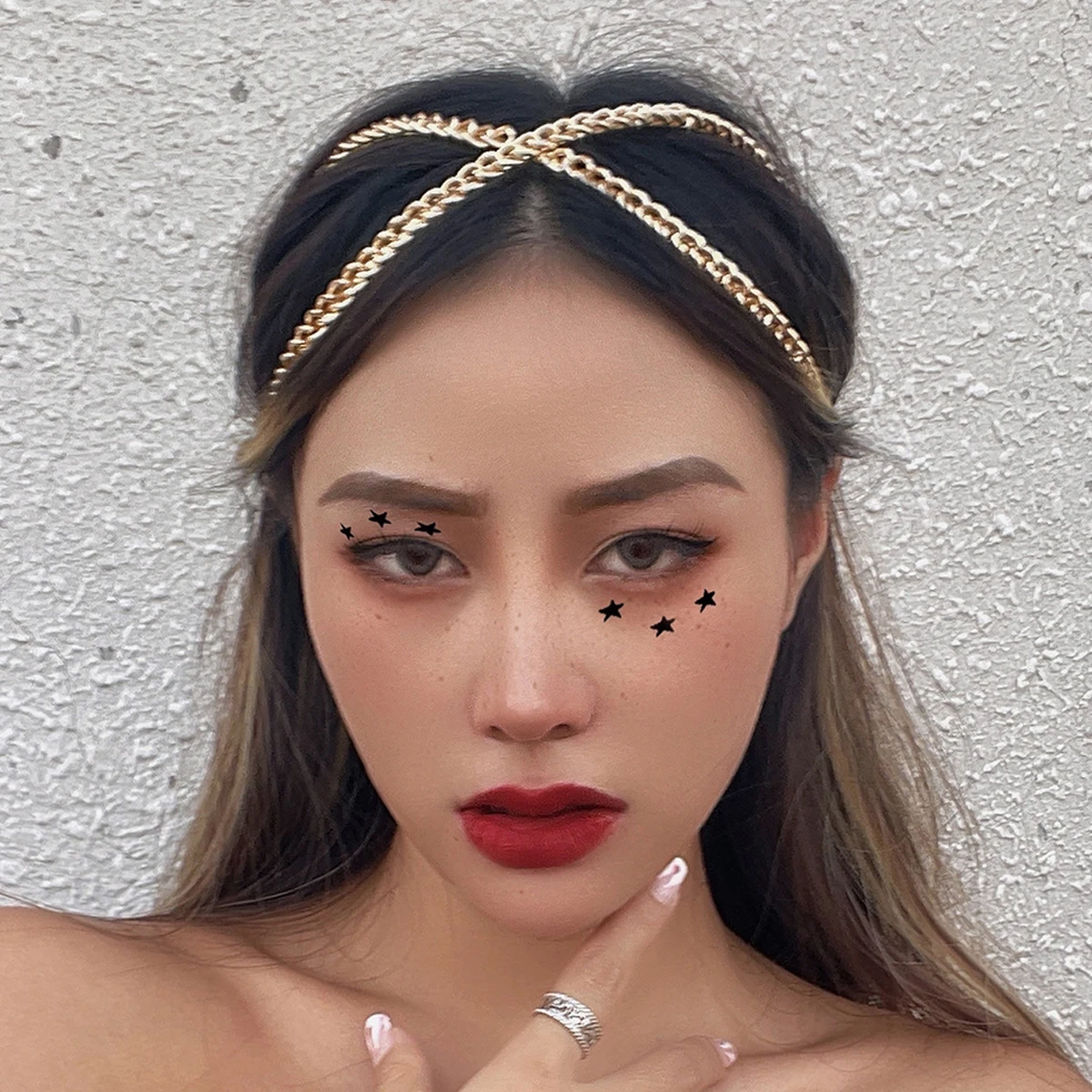 

Lacteo Fashion Gold Silver Color Chain Cross Hair Clip Headband for Women Girls Creative Simple Metal Hairpin Hair Accessories