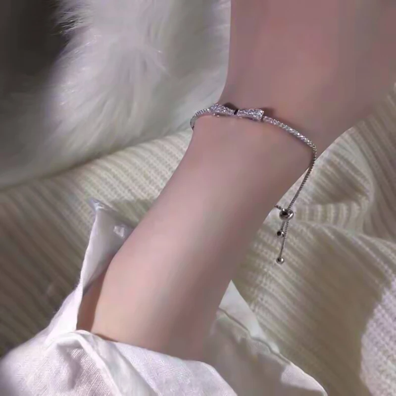 

Bowknot Bracelet for Women Shiny Zircon Tennis Bracelet Wedding Party Jewelry Gifts