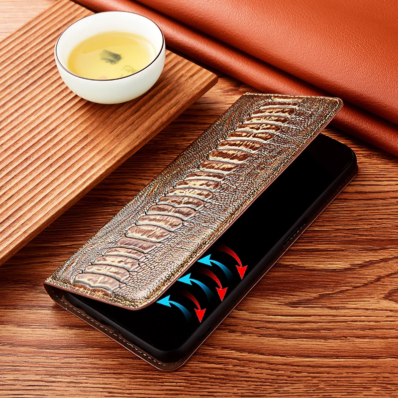 luxury genuine leather wallet phone case for infinix hot 9 10 10i 10t 10s nfc 11 11s play pro ostrich feet veins flip cover free global shipping
