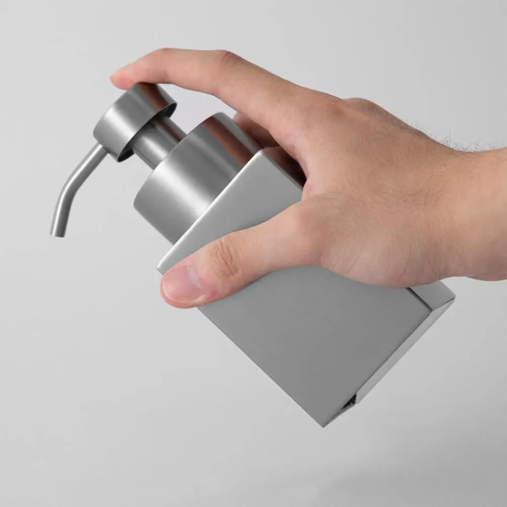 

Square Refillable Soap Dispenser 304 Stainless Steel Hand Sanitizer Bottle Shower Gel Lotion Foam Dispenser