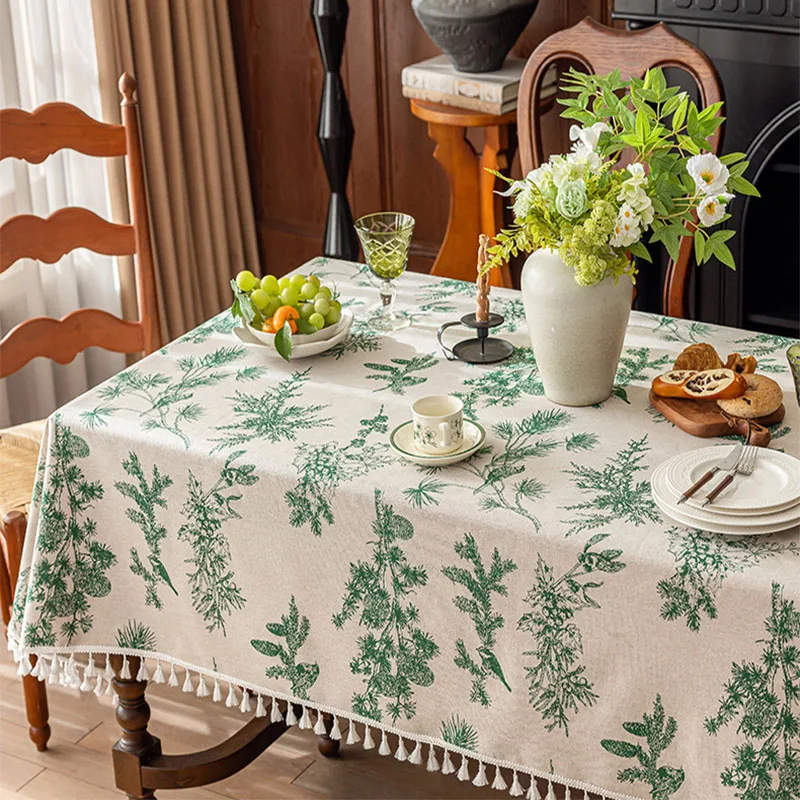 

Прямоугольная скатерть из хлопка и льна для обеденного стола