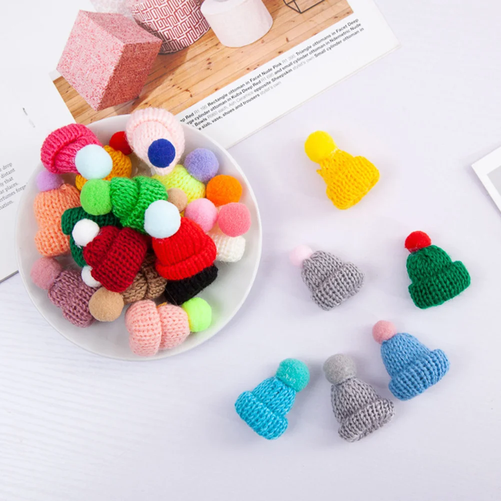 

Hat Mini Hats Christmas Bottle Diy Knit Knitting Miniature Crochet Cap Decor Jewelry Crafts Hair Accessories Santa Decoration