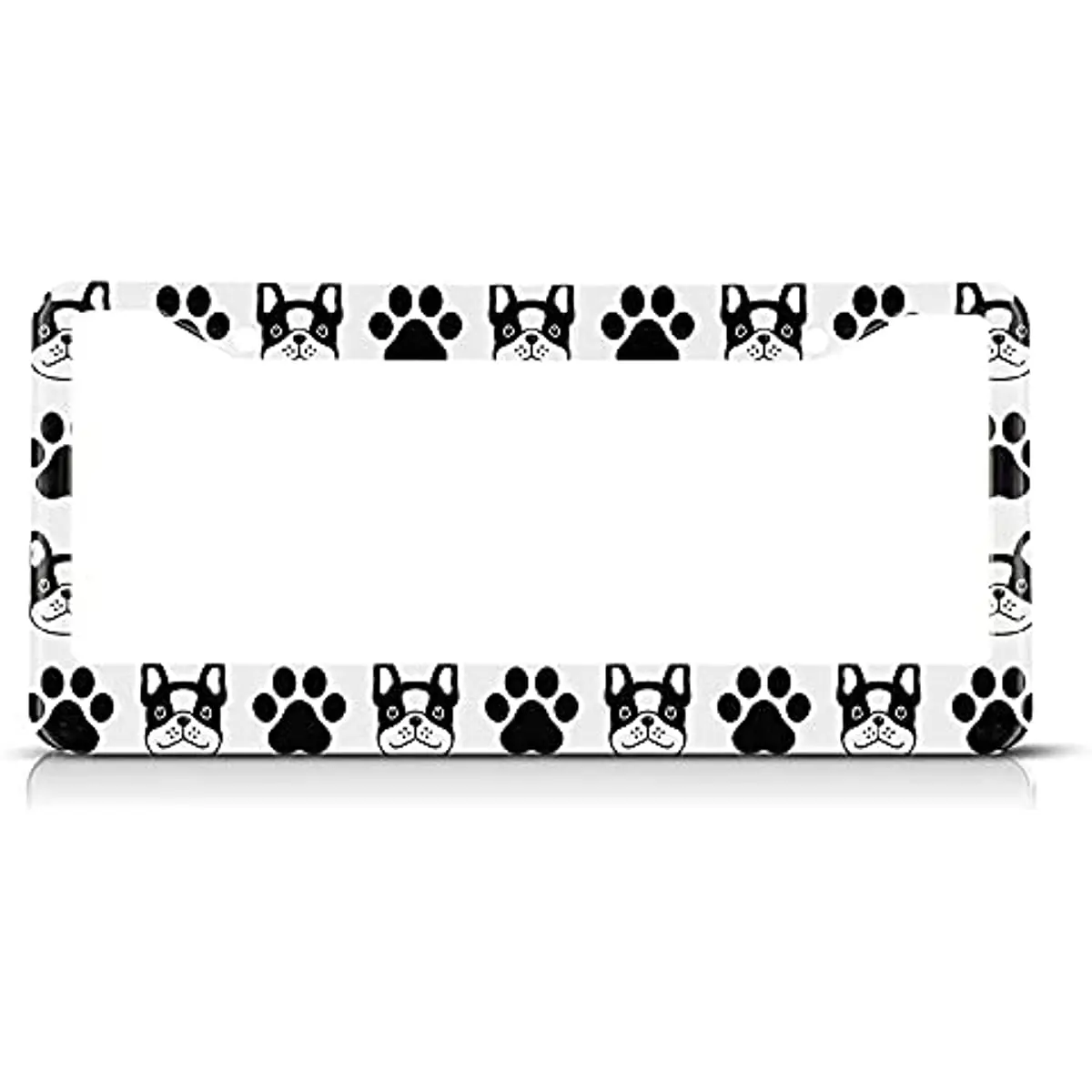 

French Bulldog License Plate Frame Cute Pet Animal License Plate Holder Cat Paw Print Car Tag Frame Car Accessories with 2 Holes