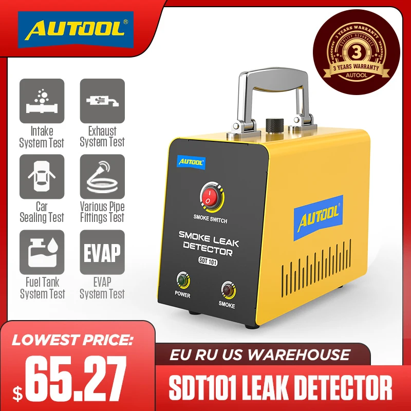 

AUTOOL SDT101 Car Smoke Leak Detector 12V Automotive EVAP Leakage Gas Leakage Locator Oil Pipe Generator Diagnostic Tool