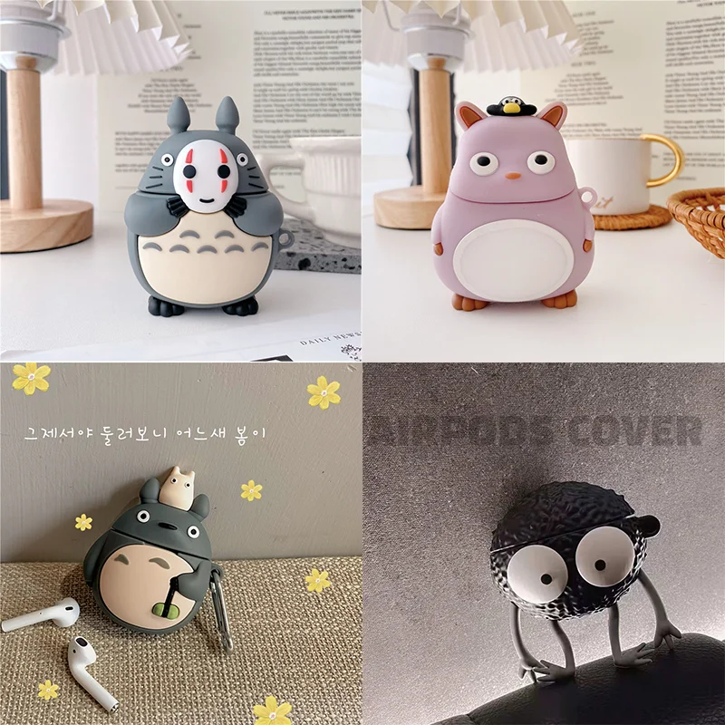 3D Cartoon Cute Totoro No Face Man Mask Silicone Case for Airpods 1 2 3rd Pro Bluetooth Earphone Headphone Box Protective Cover