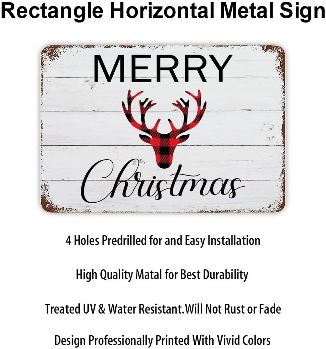 Знак с Рождеством красная и черная клетчатая жестяная вывеска рождественские