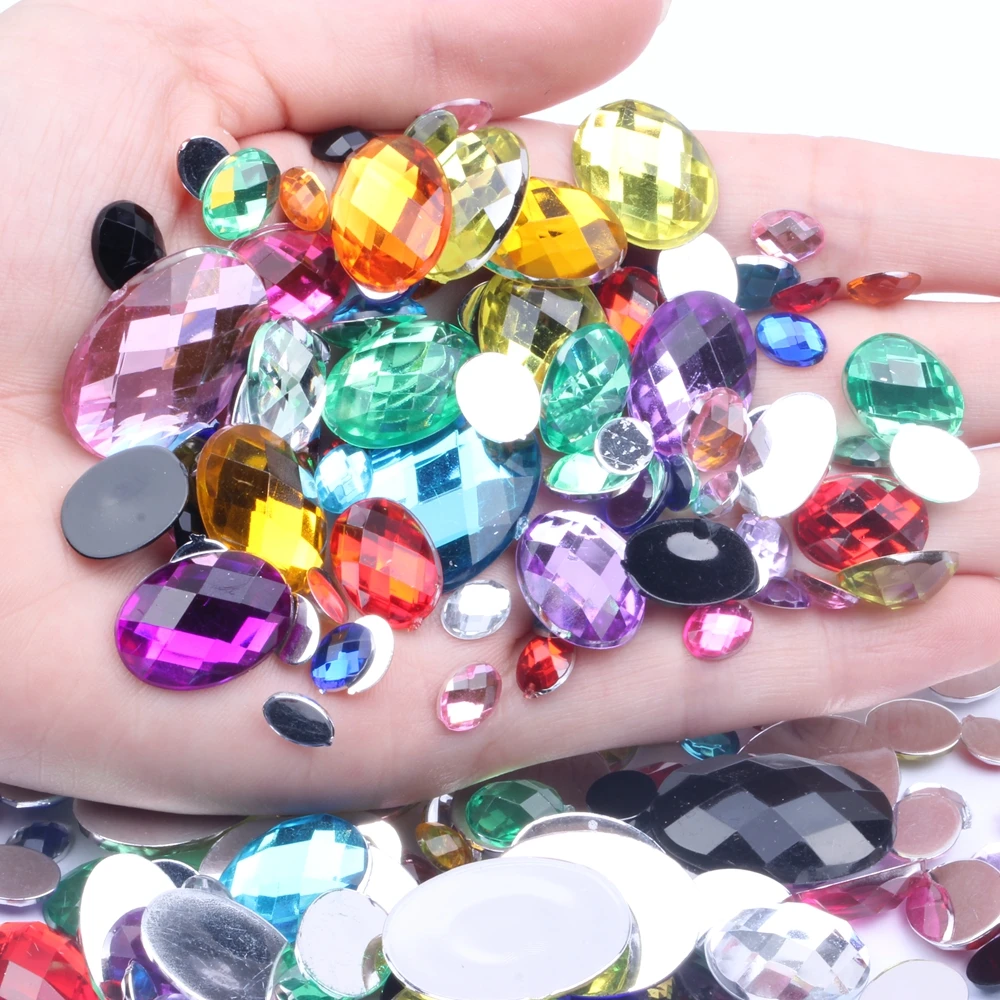 

Flatback Oval Earth Faceted Many Siez And Many Colors Acrylic Craft Art DIY Gems Rhinestone Strass High Shine Nail Art Stones