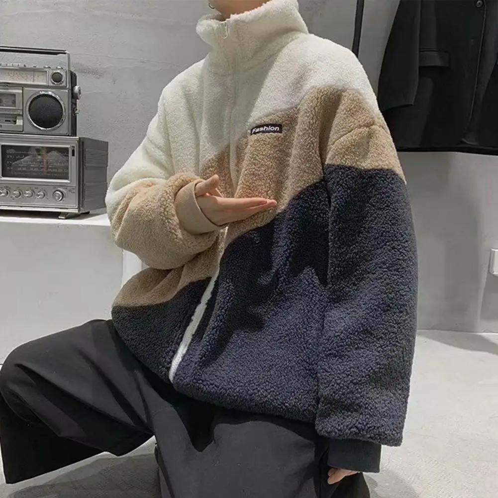 Мужская осенняя куртка с воротником-стойкой кардиган длинными рукавами и