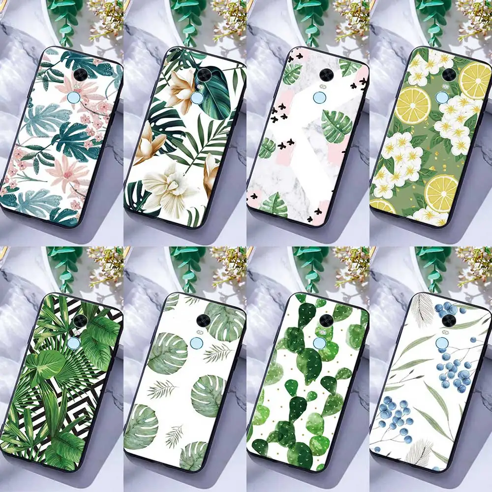 

For Xiaomi Redmi 4A 4X S2 Note 5 5A 6 6A 7 7A Pro Prime Plus Silicone Phone Case Cover Green plants