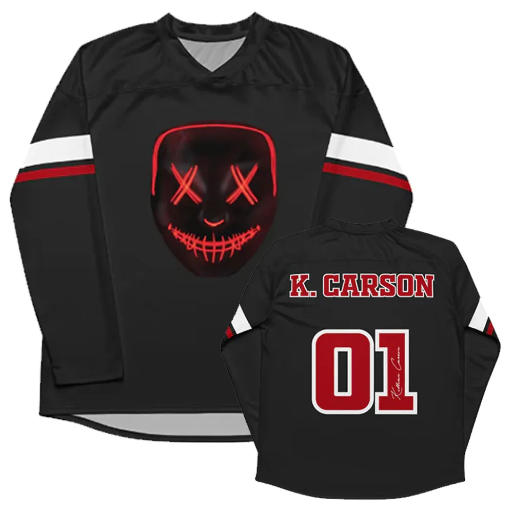 Фото Футболка с графическим принтом LEGACY OF GODS X HEATHENS HOCKEY JERSEYS, дизайн Рины Кент, свободная мужская футболка с длинными рукавами, унисекс, уличная одежда №4