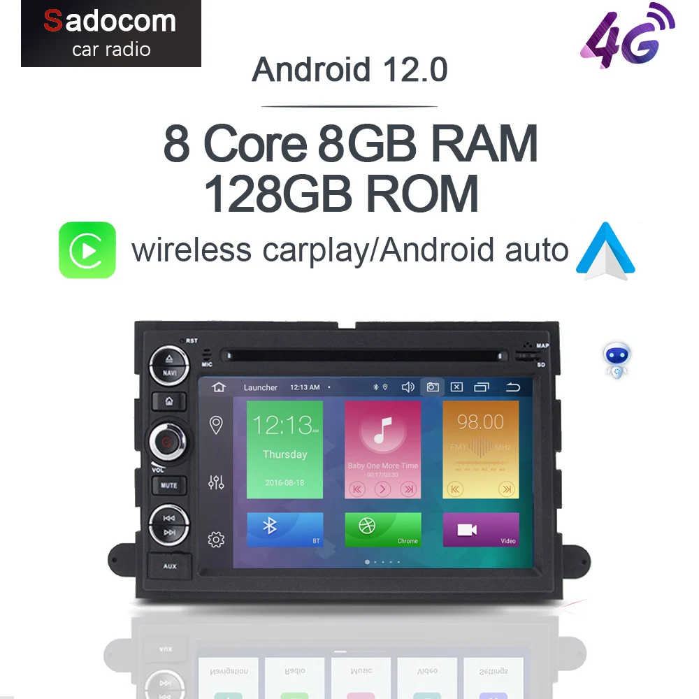 Carplay DSP IPS LTE Android 12 8G + 128G автомобильный dvd-плеер GPS карта WIFI RDS радио Bluetooth для Ford Fusion