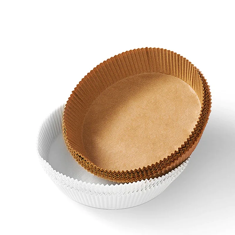 

50 Pcs 16cm Air Fryer Pad Disposable Paper Liner Non-Stick Mat Wood Pulp Round Paper