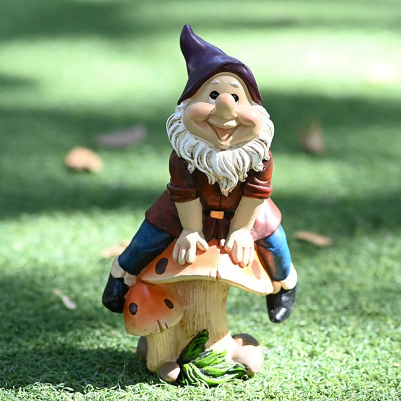 

Mushroom Dwarf Statue Resin Old Man Figure Ornament Cartoon Sculpture Home Decor Garden Room Accessories