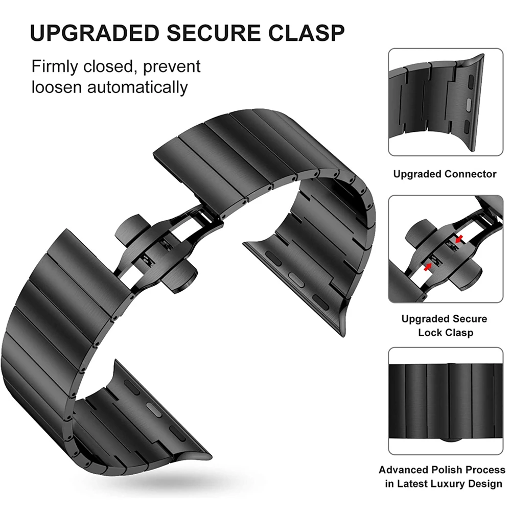 Metal Strap for Apple Watch 49mm 45mm 44mm 42mm 40mm 38mm Stainless Steel Bracelet Strap for iWatch Series UItra 8 7 6 5 4 3 SE