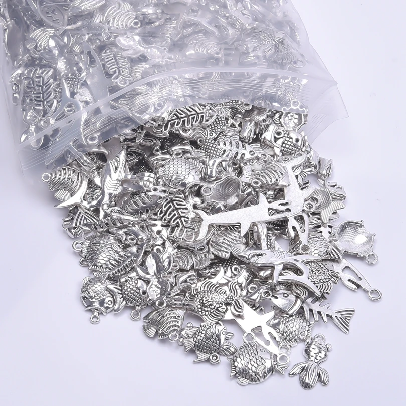 

20PCS Mix Charm Metal Starfish Shell Shark Antique Silver Color Alloy Pendants DIY Materials Accessories Jewelry Making Findings