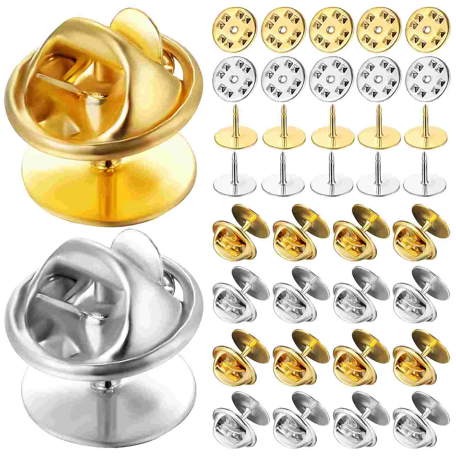 

60 Sets Pin Backs Badge Backs Pin Badge Backs Locking Pin Backs Clutch Pin Backs Locking Pin Backings