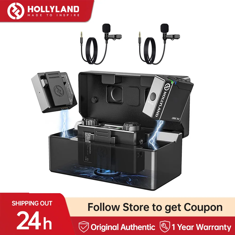 

Hollyland Lark 150 2.4G Dual-Channel Professional Wireless Lavalier Lapel Microphone for DSLR Cameras Smartphone Laptop ipad pro