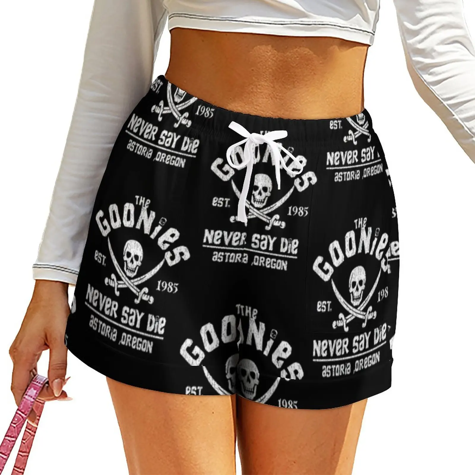 

The Goonies Print Shorts Ladies Skull Pirate Streetwear Print Shorts High Waisted Oversize Short Pants Sport Bottoms